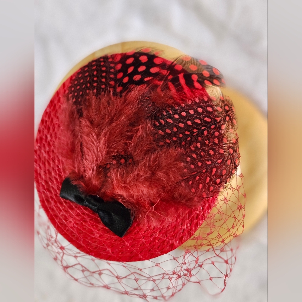 Red Feathered Fascinator